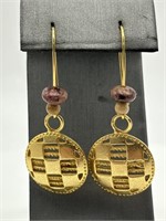 Vintage Etruscan Style Gold Tone Earrings