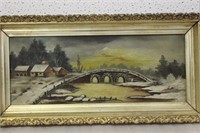 An Oil on Canvas of a Bridge