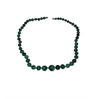 Handmade Round Malachite Beads Graduated Necklace