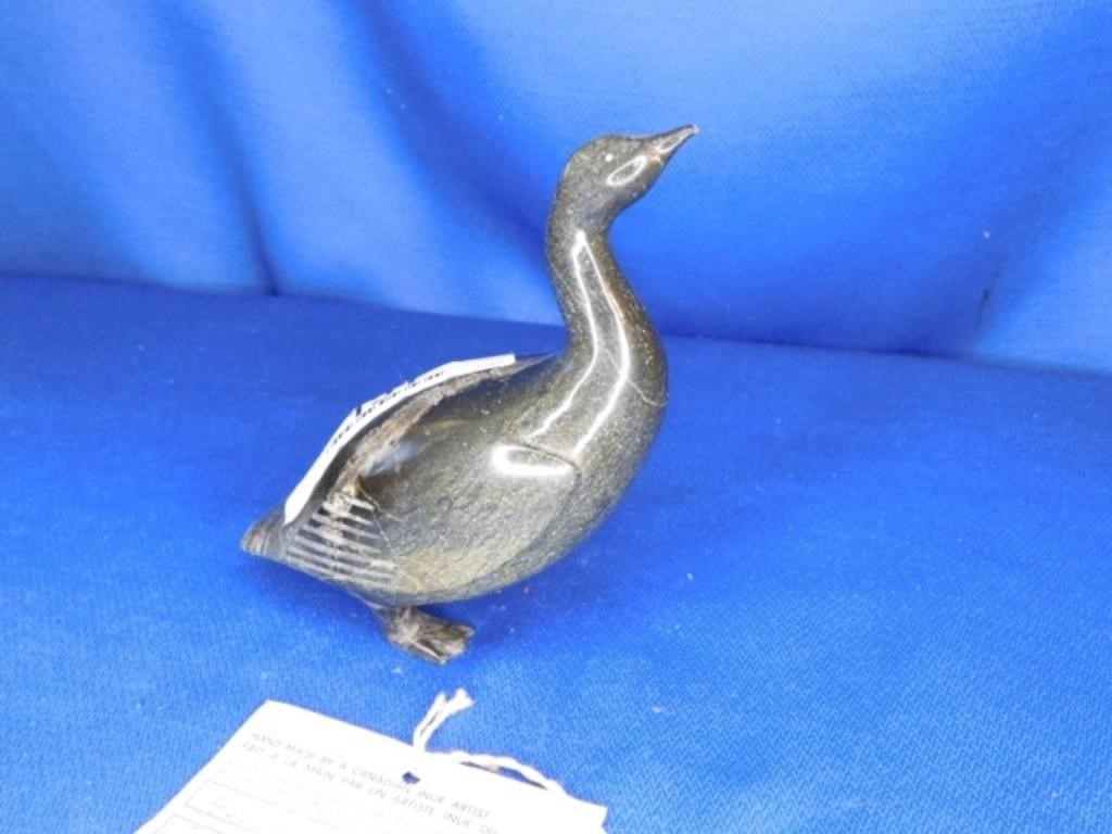 Inuit Soapstone Carving - Goose -6" L X 5" T