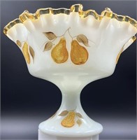 Fenton Hp Louise Piper Pear Compote Dated 1978