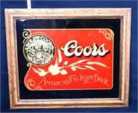 Vintage Framed Coors Beer adv sign