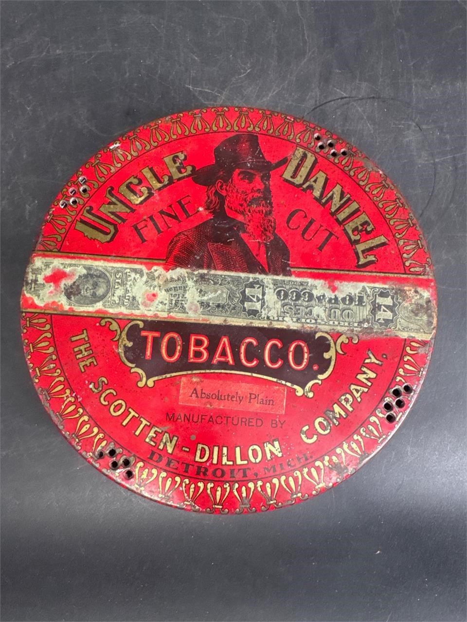 RARE 1910S UNCLE DANIEL LITHO HUMIDOR TOBACCO TIN