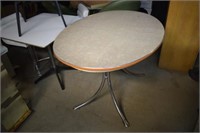 Oval Mid Century Dining Table w/ One Leaf, Chrome