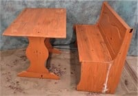 WOOD DINING TABLE WITH BENCH