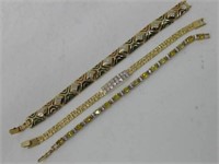 3 Gold Toned Bracelets - One Marked Avon