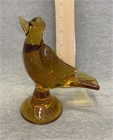 Vintage Amber Glass Bird Unmarked