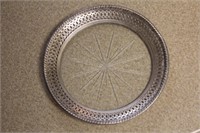 Sterling Silver Rim Etched Glass Plate