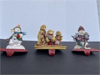 (3) X-Mas Holiday Figural Stocking Holders