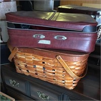 Vintage Picnic Basket, Suitcase & Hats
