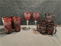 Ruby Red Tumblers, Stems & Coffee Cups
