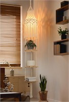 ANROYE 3-Tier Macrame Hanging Lamp Shelf, Boho Wov