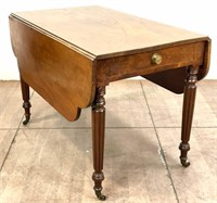 American 19th Century Drop Leaf Table On Casters