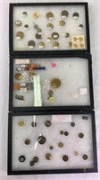 (3) showcases - military pins/bars & buttons