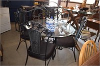 Set of Four Black Painted Metal Dining Chairs w/