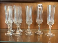 8 CRYSTAL CHAMPAGNE FLUTES
