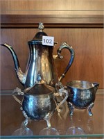 LEONARD SILVERPLATED TEA KETTLE WITH CREAMER AND
