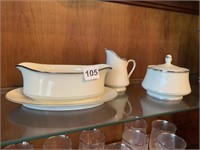 IVORY CHINA MIKASA GRAVY DISH WITH CREAMER AND