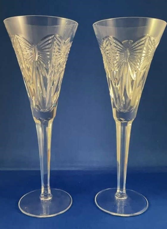 Pair of Waterford Crystal Champagne Flutes