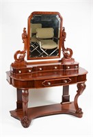 19TH-CENTURY HIGHLY GRAINED MAHOGANY EMPIRE VANITY