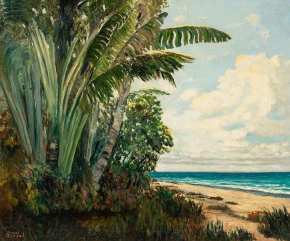 Tropical Beach Scene, Painting by Grace Goodall.