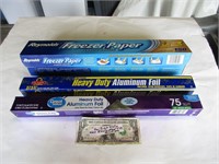 2 Rolls Of Aluminum Foil & Roll Of Freezer Paper