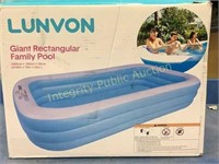 Lunvon Giant Rectangular Inflatable Pool Blue