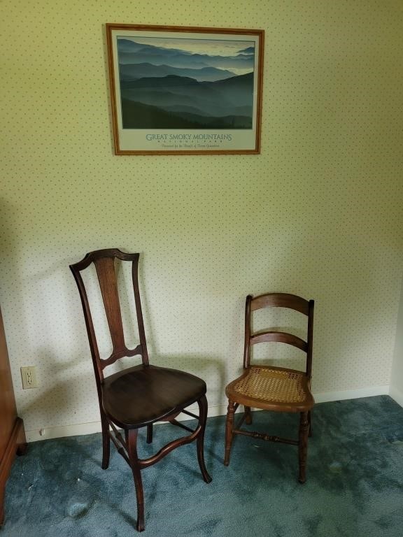 Valet Chair, Caned Chair and Smoky Mountain Print