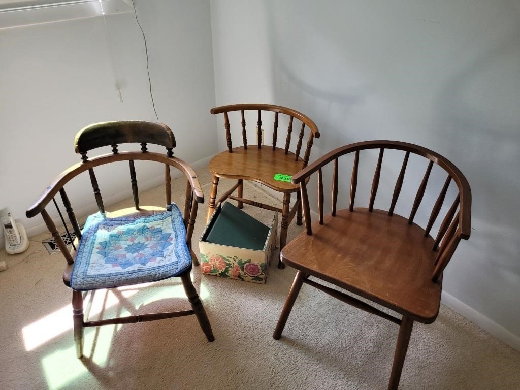 Trio of Wooden Occasional Chairs