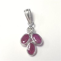 $600 14K  Ruby(0.85ct) Diamond(0.09ct) Pendant