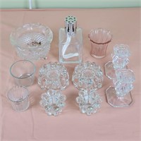 Glass Oil Lamp & Candleholders