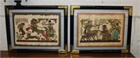 2pc Egyptian Paintings on papyrus paper