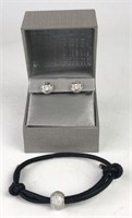 Sterling & Diamond Earrings and Bracelet with