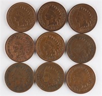 (9) x US INDIAN HEAD PENNIES