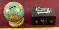 World Glove And Black Box Small Coin Banks