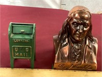 Ben Franklin And Mailbox Small Coin Banks