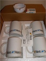 Merit Cigarette Mug Set, Ashtray & Stick Matches