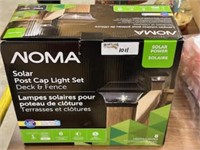 Unused Noma cap-post light set, deck and fence
