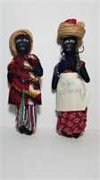 Pair of Vintage Jamacian Black Cloth Rag Dolls