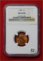 1958 Lincoln Wheat Cent NGC MS66 RD