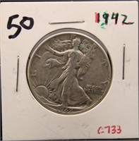 1942 WALKING LIBERTY HALF DOLLAR COIN