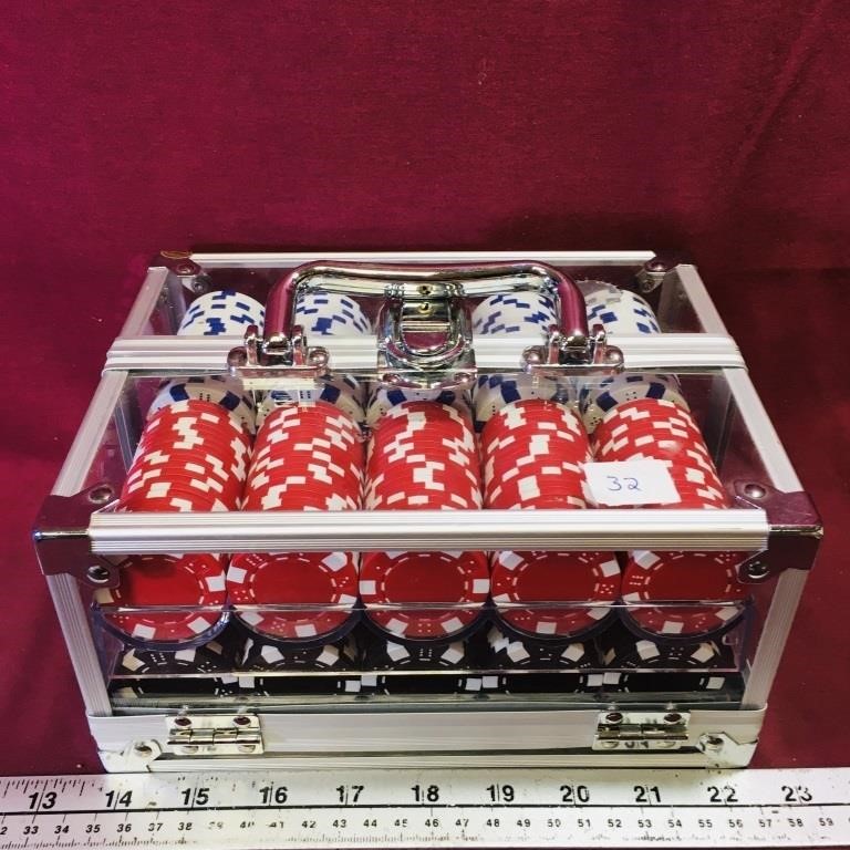 Case Of Assorted Card Game Gambling Chips