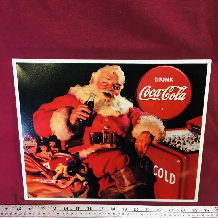 1991 Coca-Cola Santa Claus Tin Wall Picture