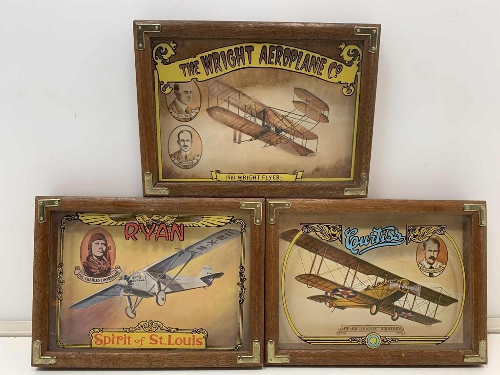 Vtg Wallace Berrie & Co. Framed Airplane Art