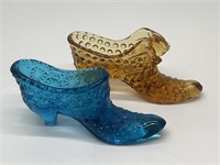 (2) Vtg Fenton Glass Shoes