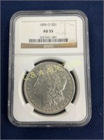 1896 O AU55 MORGAN SILVER DOLLAR