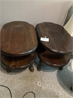 pair of oval pine stands