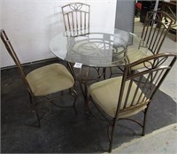 ROUND GLASS TABLE 3' DIAMETER 30"H &4 CHAIRS