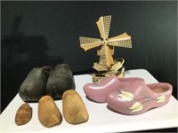 Lot of Wooden Shoes & Electric Windmill