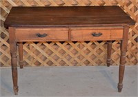 Ca. 1880 pine two drawer work table, 29x47x30"h